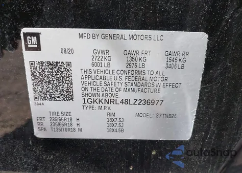 2020 GMC Acadia Fwd Sle из США, поврежденный, VIN 1GKKNRL48LZ236977